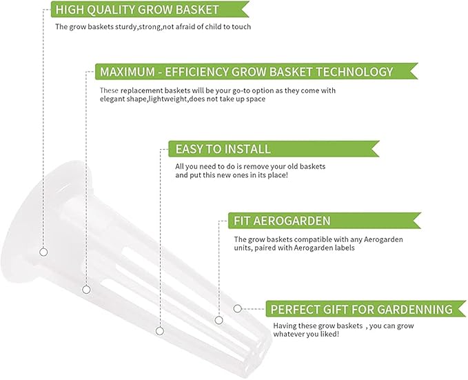 50pcs Grow Baskets Replacement for Aerogarden, Seed Pods Baskets Compatible with Grow Sponges and Domes, Plant Growing Containers for Hydroponic Growing System