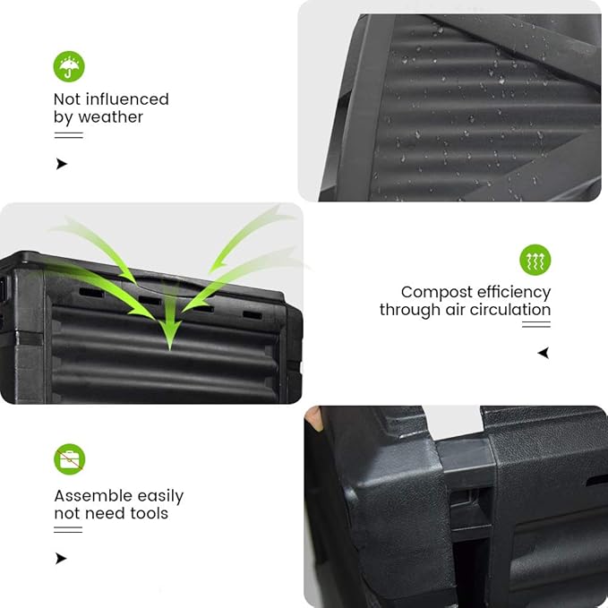 EJWOX 80 Gallon (300L) Large Capacity Static Compost Bin - Forest Green Outdoor Waste Composter with Easy-Access Hatch, Efficient Aeration System for Fast Organic Fertilizer, Sturdy Design