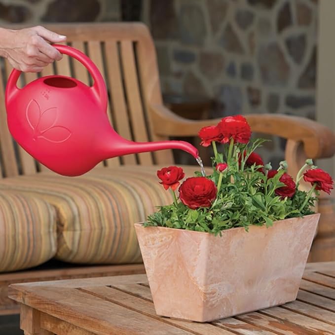 Indoor Watering Can, Red Plastic, 1/2-Gallon
