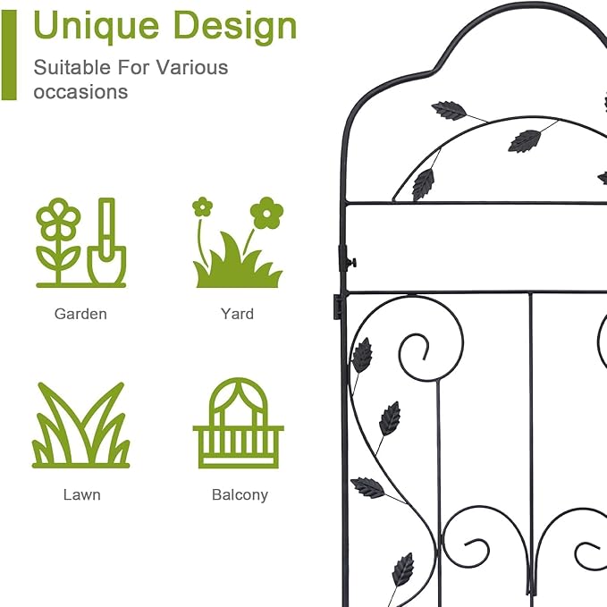 hogardeck 4 Packs 60 * 18 inch Metal Garden Trellis for Climbing Plants Outdoor,Heavy Duty,Black Coating Rustproof Trellis for Rose, Vegetable, Flowers, Expandable,Perfect for Training Climbing Plants