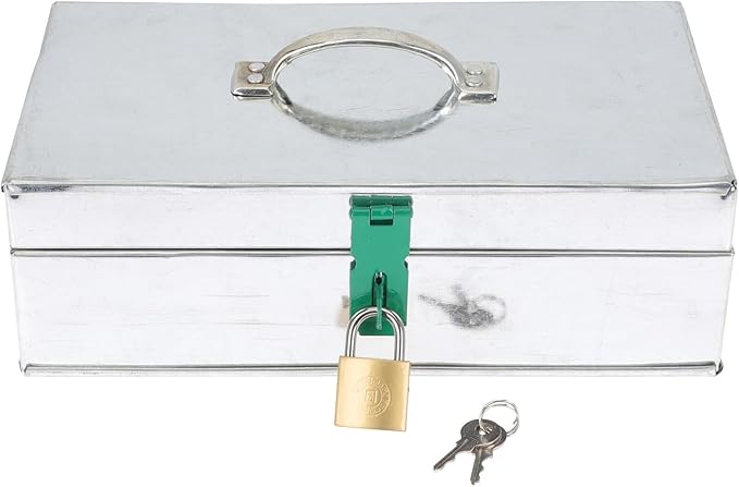 Mikikit Garden Tools Organizer Box with Lockable Metal Case, 3# Size 25x14x7cm Portable Handheld Tool Storage Case for Outdoor Gardening and Household Sundries