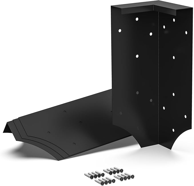 Raised Garden Bed Corner Brackets With Securing Lip | Fits Lumber up to 2 Inch x 12 Inch in Size | Set of 4 | DIY Flower or Vegetable Garden | Black