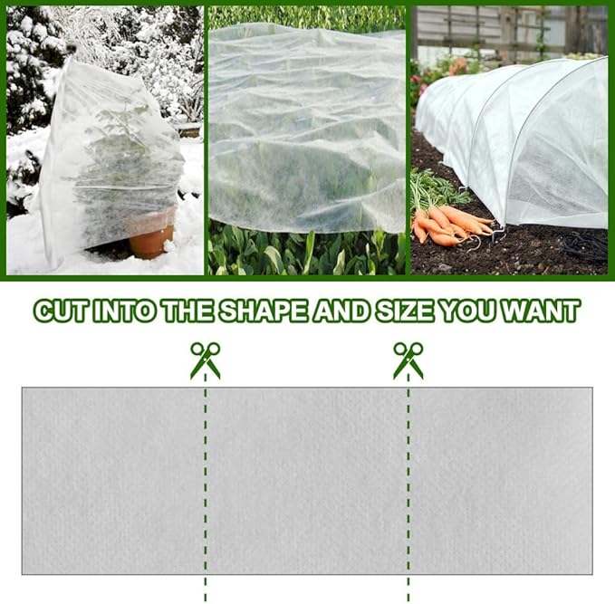 Plant Covers Freeze Protection, 10x50FT Reusable Thickened Winter Floating Row Covers, Frost Cloth Blanket Shade Cloth Garden Fabric Plant Cover for Raised Beds Vegetables Insect Winter Frost