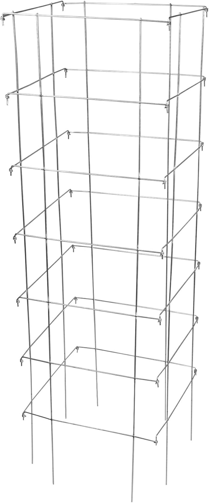 Garden Elements Square Tomato Cage, 58 Inch (Pack of 3) – Heavy Duty Galvanized Steel Plant Support, Collapsible Garden Trellis with 8-Leg Stability for Climbing Vegetables & Vines