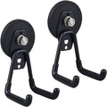 ULIBERMAGNET Large Magnetic Hooks,Strong Heavy Duty Magnet Hooks for Power Drill,Broom,Garden Tools,Pegboard,Garage,Workshop,Hardware, 2 Pack Magnet Storage Holder for Indoor Outdoor Hanging(Black)