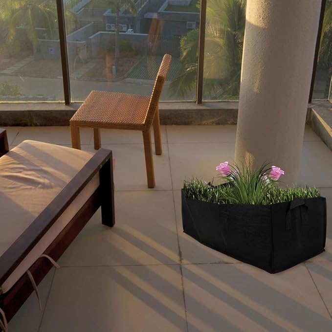 Plant Grow Bags 2 Pack Fabric Raised Garden Bed, Rectangle Grow Bag, 8 Gallon Breathable Potato Tomato Planter Pots Container for Outdoor Vegetables Plant Flowers