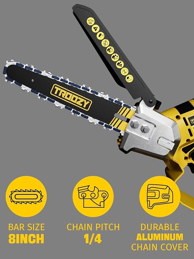 Electric 2-in-1 Cordless Pole Saw & 8" Chainsaw, Brushless Tree Saw with 4.0Ah Battery, Extendable Tree Trimmer for High Branch Pruning & Limb Cutting