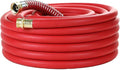 25FT 5/8 Heavy Duty Rubber Garden Hose - 300psi Working, 1000psi Burst - Hot/Cold Water - Five-Layered Braiding for Durability - Versatile for Gardening, Agriculture, Construction(Red)