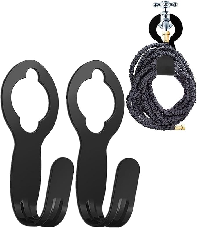 2 Pack Garden Hose Hanger - Heavy Duty Metal Holder for 50ft/25ft Expandable Hose, Supports 110lbs - Portable Garage Storage