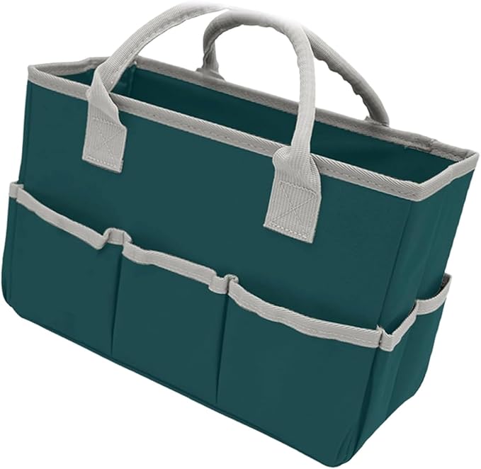 2.Foldable and reusable garden storage, sturdy handheld design with 8 compartments for indoor/outdoor organizer pouches