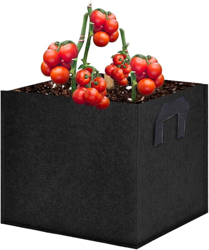 Square Grow Bags, Garden Fabric Planter Container with Handles Bed Flower Vegetables Pots 1MM Thickness Economic Colorful (Black,13.78x13.78x13.78 Square)