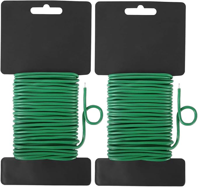 Shintop Reusable 2.8mm Garden Plant Twist Tie, 2PCS Heavy Duty Soft Wire Tie for Gardening, Home, Office (Green, 65.6 Feet)