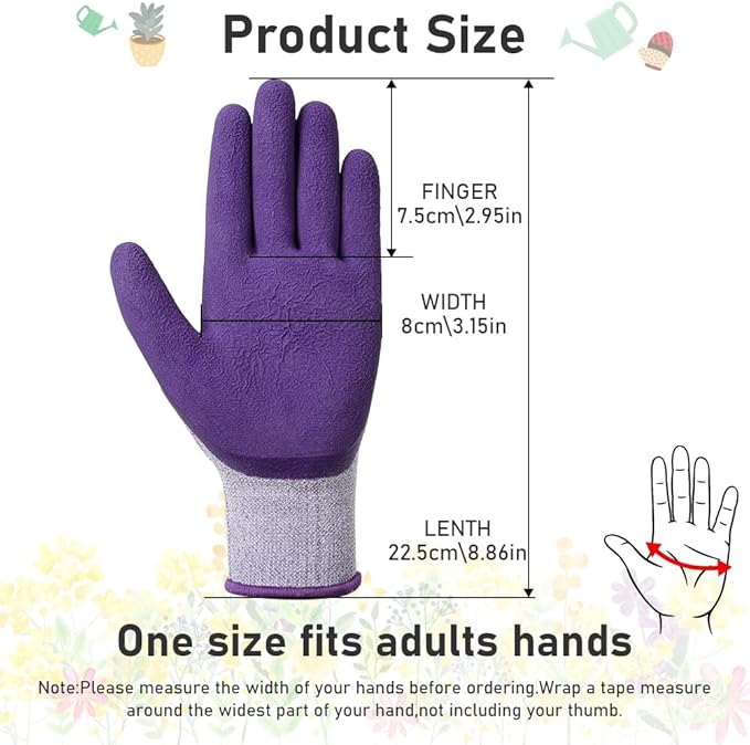 Ainiv 3 Pairs Kids Gardening Gloves Thorn Proof, Soft Rubber Coated Kids Work Gloves with Grippy Gardening Gift