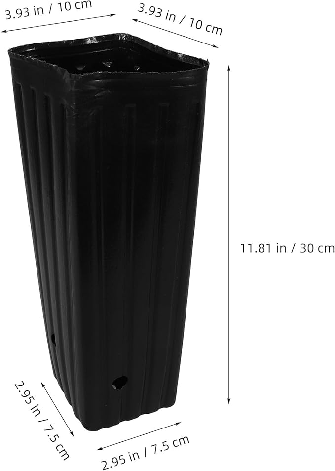 Sewroro 30 Pcs Plant Grow Bags Plastic Thickened Nursery Seedling Bags Gardening Planting Containers for Trees and Flowers