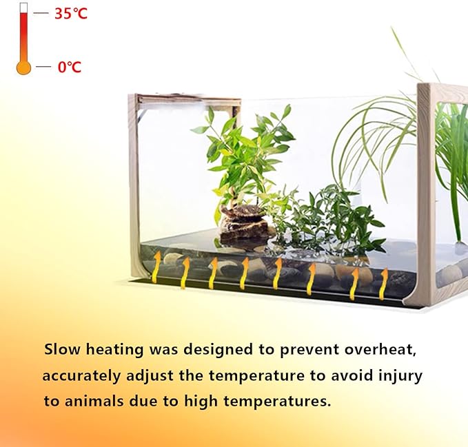 Reptile Heating Mat, 2PCS Reptile Heating Pad with Temperature Adjustment for Reptiles Tortoise Snakes Lizard Gecko Hermit Crab Amphibians - Removable Terrarium Heat Mats(14W, 11x11 inches)