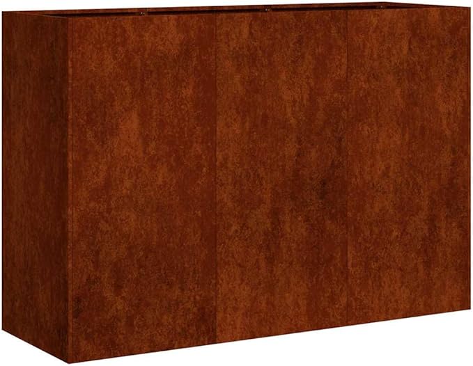 vidaXL Weathering Steel Planter Box with Open Bottom - 47.2"x15.7"x31.5" Rectangular Plant Pot Stand for Garden/Patio/Balcony