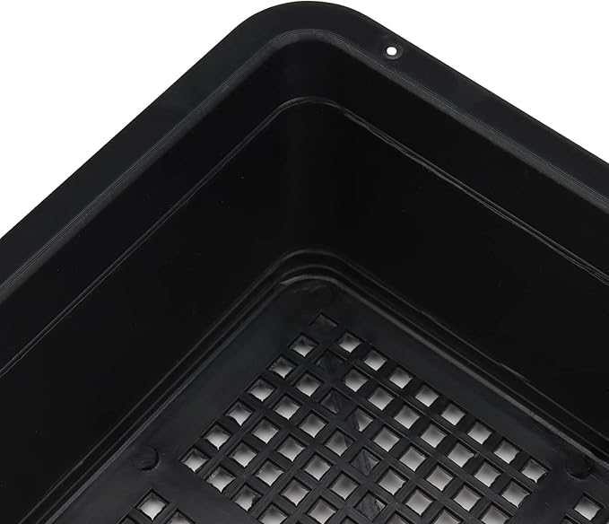 14 Pack 15 x 12 Inch Seed Starter Trays, Plastic Garden Mesh Bottom Plant Germination Trays, Black Growing Tray for Seedling, Microgreen, Soil Blocks, Wheatgrass, Hydroponic and Fodder Systems