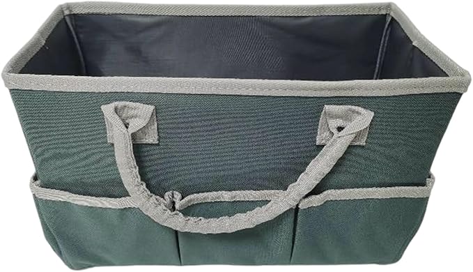 2.Foldable and reusable garden storage, sturdy handheld design with 8 compartments for indoor/outdoor organizer pouches