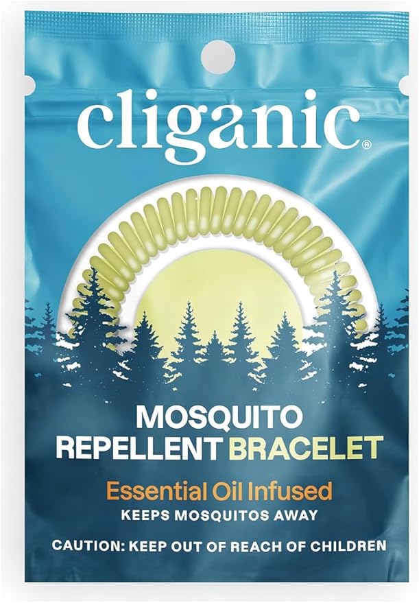 Cliganic 10 Pack Mosquito Repellent Bracelets for Adults & Kids - Natural DEET-Free Bands, Individually Wrapped
