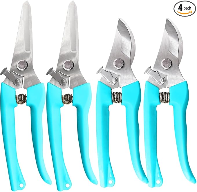 Garden Scissor for Plant, 4 Pcs Floral Scissors, Tip Pruning Shears Bulk for Cutting Flowers, Bonsai, Fruits and Trimming Plants(Blue)