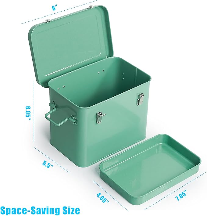 Luwint Seed Storage Organizer, Metal Saving Box Container with Removable Tray, Small Storage Box with Lid for Seeds, Keepsakes, Mini Tools