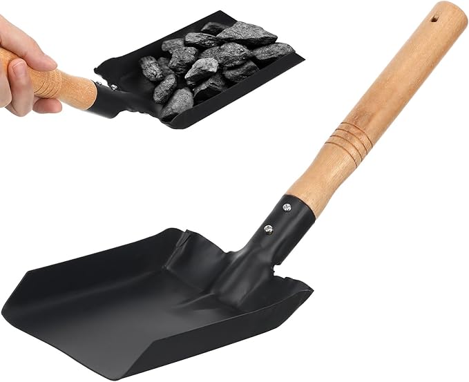 Artibetter Small Iron Soil Shovel with Wooden Handle, Household Gardening Shovel for Outdoor Digging and Ash Scooping, 1pcs Compact Sturdy Metal Spade for Lawn and Garden Use