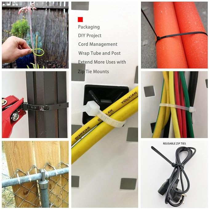 HS 10 Inch UV Resistant Wide Zip Ties (100 Pack) Plastic Cable Ties Heavy Duty Black Outdoor Zip Ties 10 Inch x 0.3 Inch,120 LBS Strength