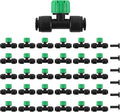 Kalolary 30Pcs Push-to-Fit Drip Irrigation Emitters for 1/4 inch Tubing, Adjustable Drip Emitter Sprayer with 8 Holes Irrigation Dripper Sprinklers with 6PCS End Plugs for Irrigation System(Green)