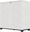 HOMSPARK Indoor/Outdoor Storage Cabinet with Doors, 34”x15”x34” HDPE Plastic Storage Box for Bedroom, Bathroom, Living Room, Balcony, Multi-Purpose for Daily Tools, White