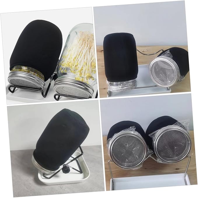 Alipis Sprouting Jar Sleeves for Wide Mouth Mason Jars 2-Pack Blackout Covers Protective Shade for Indoor Seed Sprouting Light-Blocking Fabric for Home Gardening
