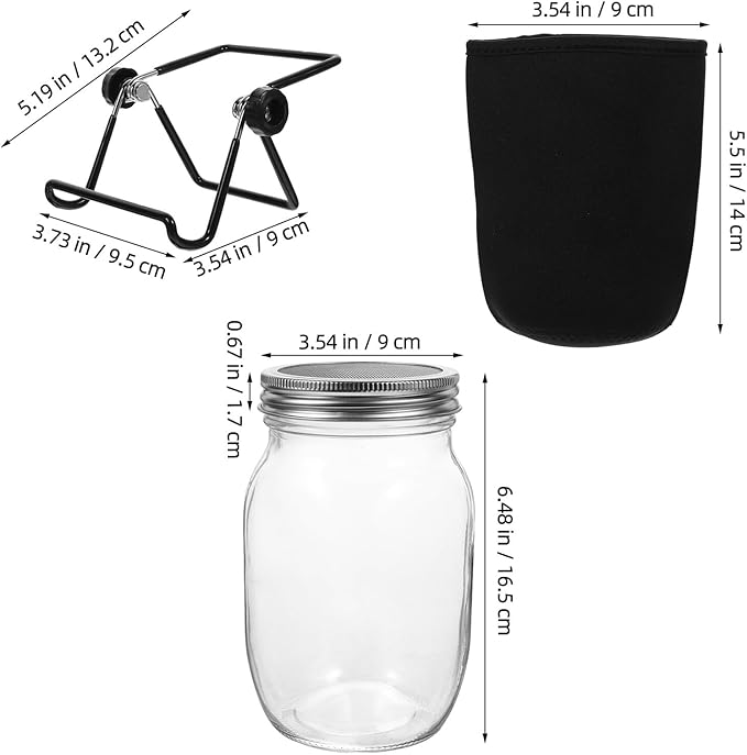 Kisangel Stainless Steel Sprouting Jar Kit with Mason Jar Stand and Lid for Seed Germination, 32oz Sprout Growing Accessories Set for Bean Alfalfa Microgreens
