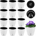 Planterhoma 5 Inch Self Watering Pots for Indoor Plants, 12 Packs African Violet Pots with Indicator, Black Wick Pot with Drainage Holes, Self Watering Planters for Orchid, Devil's Ivy, White