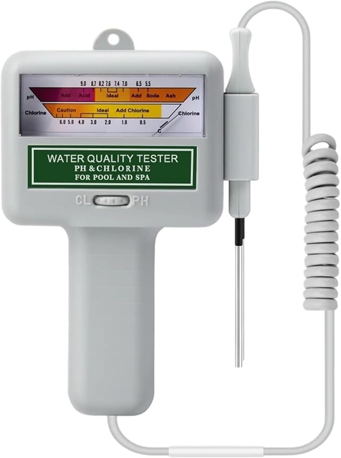 Soil PH Tester, 2 in 1 PH & CL2 Meter Swimming Pool Spa Chlorine Monitor Tester PC101 Aquarium Hot Spring Water Quality Analytical Device, Garden, Plant Cultivation