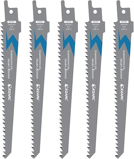 EZARC Wood Pruning Reciprocating Saw Blade, 6-Inch Recip Saw Blades R644GS 6TPI (5-Pack)