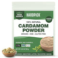 HANDPICK Cardamom Powder (100g/3.53oz) Gluten Free, Raw Ground Elaichi for Cooking, Smoothies, Lattes, Masala Tea, Packed in Resealable Zip Lock Pouch