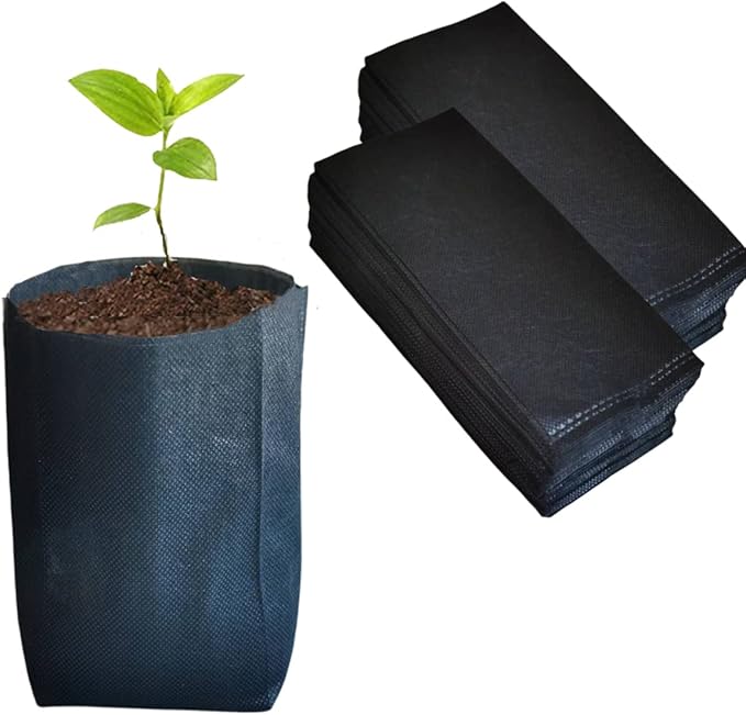gardtree 400PCS 7×7.8 Inch Breathable Plant Grow Bags - Biodegradable Non-Woven Plant Seedling Pots for Seed Starting, Indoor/Outdoor Vegetables, Herbs, Flower | Easy Transplant, Space Saving, Black