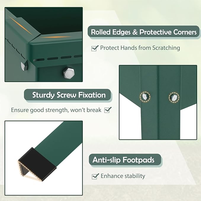 Giantex Metal Raised Garden Bed with Legs, 24”x11”x18” Elevated Planter Box with Drainage Holes for Vegetable Fruit Flower Herb, Outdoor Standing Gardening Box for Balcony Backyard Patio Porch, Green