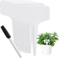 Oligei Plant Labels 120 PCS, T-Type Plant Tags with Marking Pen, 6 x 10 CM White Plastic Plant Markers for Nursery, Garden, Seedlings, Flower Vegetables, Herb
