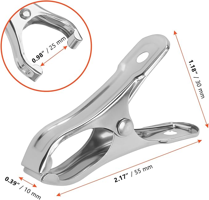 SINJEUN 200 PCS 2 Inch Stainless Steel Garden Clips, Greenhouse Clamps with 1 Inch Large Open, Garden Clips for Plant Cover on Gardening Hoops