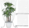 2 Pcs Winter Plant Covers Freeze Protection with Drawstring, 55.1"x78.7" Clear Plastic Film Shelter Bags, Waterproof Plant Frost Protection Covers for Outdoor Garden Shrubs Crops