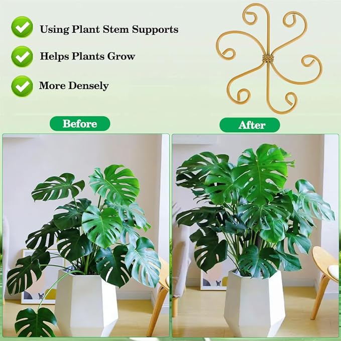 4PCS Iron Plant Stem Support for Indoor Plants Reusable Plant Holders Plants Support Stabilizer for Monstera Bamboo Flower for Growth Gardening Supplies Gifts for Gardeners Garden Tool Set