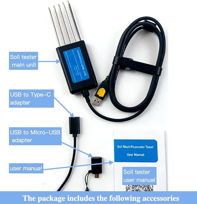 8 in 1 Soil Tester, Nitrogen, Phosphorus, Potassium Npk Tester, Ph, Moisture, Nutrient Conductivity, Ec Meter,High Accuracy Digital Sensitive,Soil Fertility Test