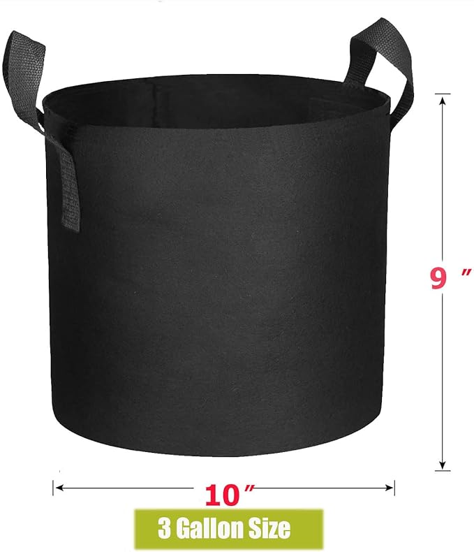 10-Pack 3 Gallon Plant Grow Bags, Heavy Duty 300G Thickened Non-Woven Aeration Fabric Pots with Reinforced Handles