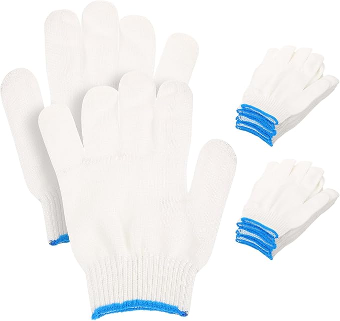 12 Pairs Anti-slip Cotton Thread Work Gloves Heavy Duty Nylon Safety Gloves for Construction Gardening Outdoor Use Xl
