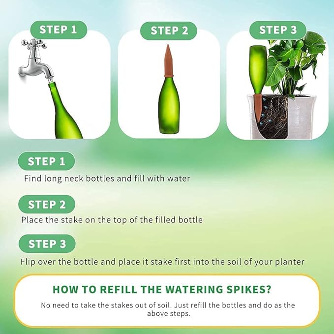 Tcamp 20 Pack Terracotta Watering Spikes, Plant Watering Devices Wine Bottle Automatic Plant Self Watering Spikes for Vacations, Self-Watering Stakes for Indoor Outdoor Plants