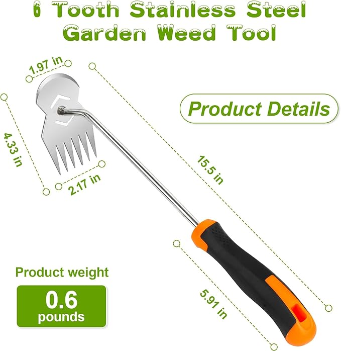Garden Weed Tool,Portable Weeding Tool,Hand Weeder Tool,Adopt Anti Slip Handle,Conforms to Ergonomic Curves,Suitable for Vegetable Cultivation and Horticulture on Farms(Black Orange Handle)