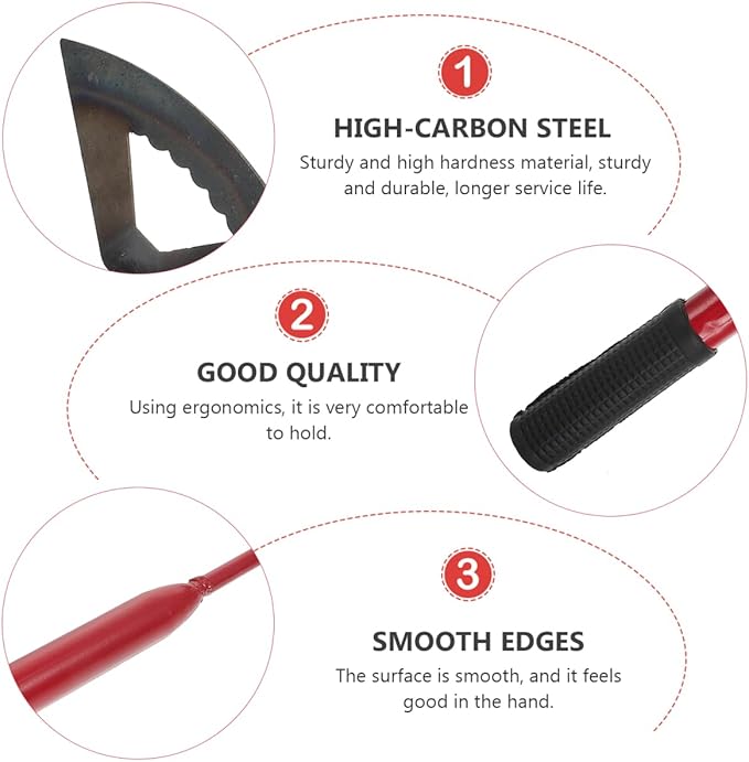 Sosoport Gardening Hoe 15.74 Inch Lightweight Hand Hoe for Weeding Digging Soil Cultivation Durable Outdoor Plowing Tool