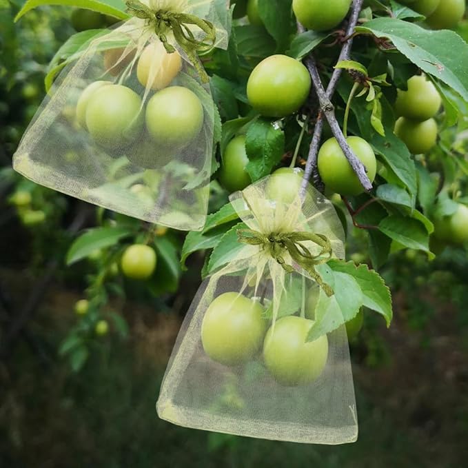 SUPVOX Fruit Protection Bags Mesh Netting with Drawstring 50 Pcs Reusable Organza Garden Bags for Oranges Mangoes Outdoor Fruit Tree Protection