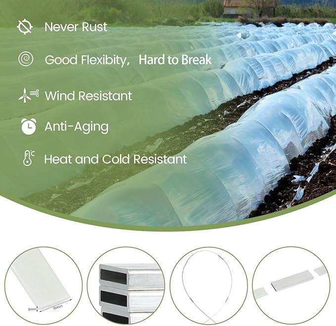 Greenhouse Hoops 120pcs, Sunwuk Garden Hoops for 1-3.5ft Wide Raised Bed, 30 Sets of 5.6ft Long Super Bendable Fiberglass Support Hoops Frame, Mini Greenhouse Flat for Row Cover (S Size)