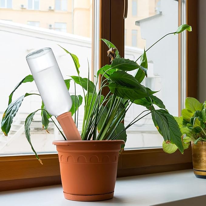 Tcamp 20 Pack Terracotta Watering Spikes, Plant Watering Devices Wine Bottle Automatic Plant Self Watering Spikes for Vacations, Self-Watering Stakes for Indoor Outdoor Plants